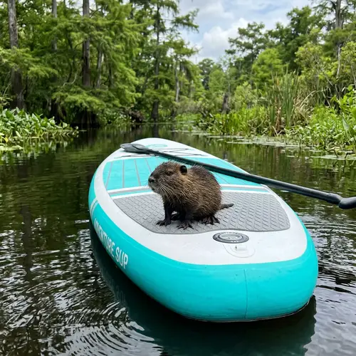 Cute Nutria Baby on a Paddle Board