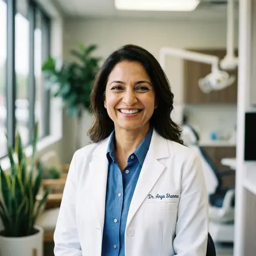 Trustworthy Dentist Headshot in White Coat