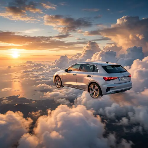 Audi A3 Sportback Soaring Through Clouds