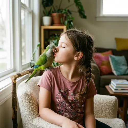 Girl Kissing a Parrot - Cute Animal Moments