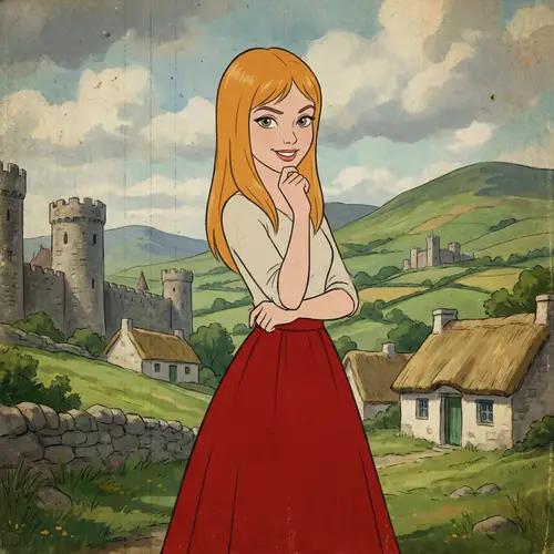 Young Woman with Strawberry Blonde Hair and Grey Eyes | Animated Film Style