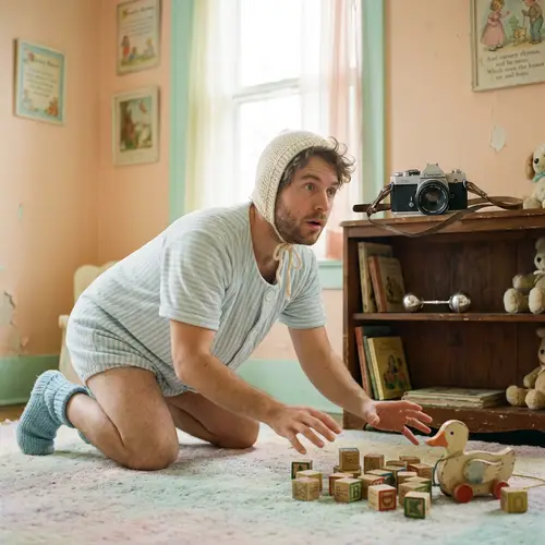 Whimsical Adult in Baby Costume: Explore Nostalgia