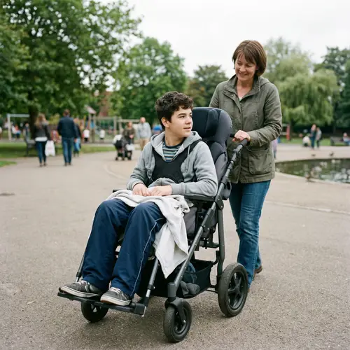 Teenage Boy in Diapers and Pushchair