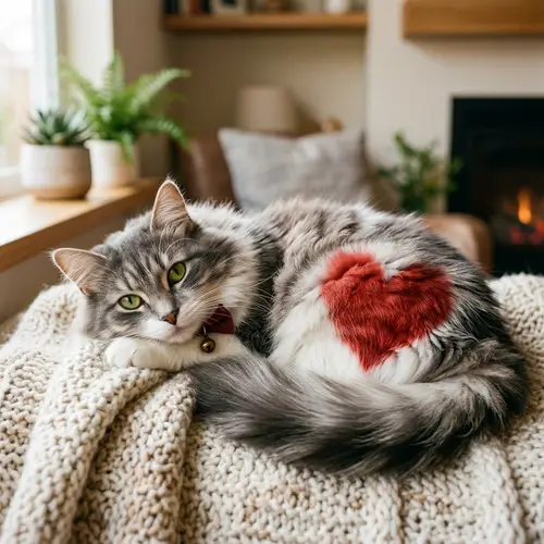 Adorable Cat with Big Heart | Peaceful & Charming Image