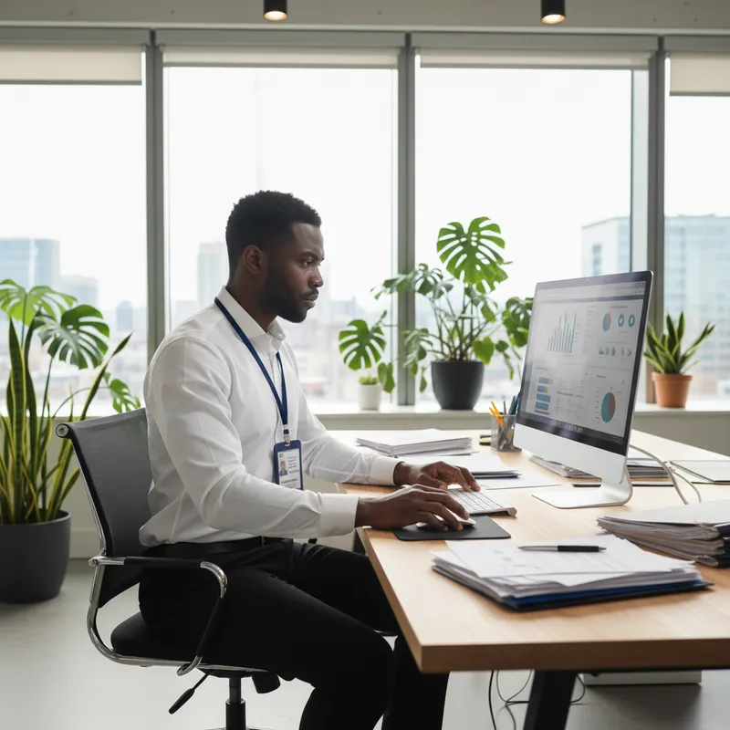 Focused Employee in Modern Office Environment