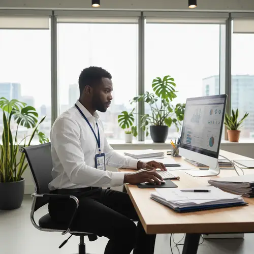 Focused Employee in Modern Office Environment