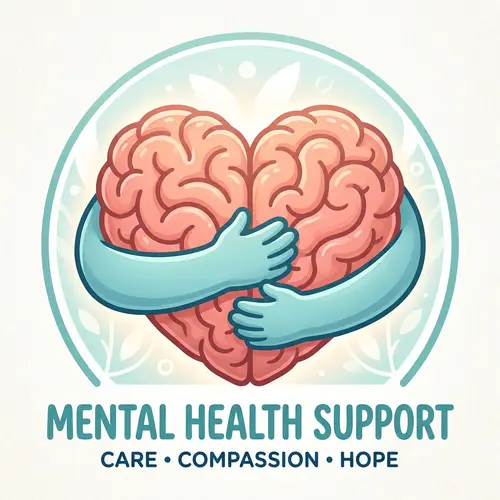 Heart-Shaped Brain Logo for Mental Health Care