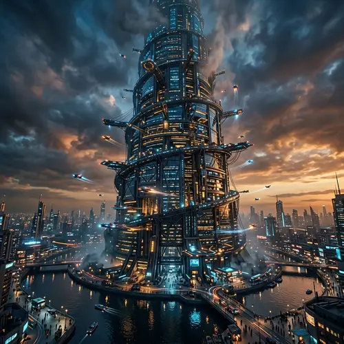Futuristic Tower of Babel: A Cinematic Marvel