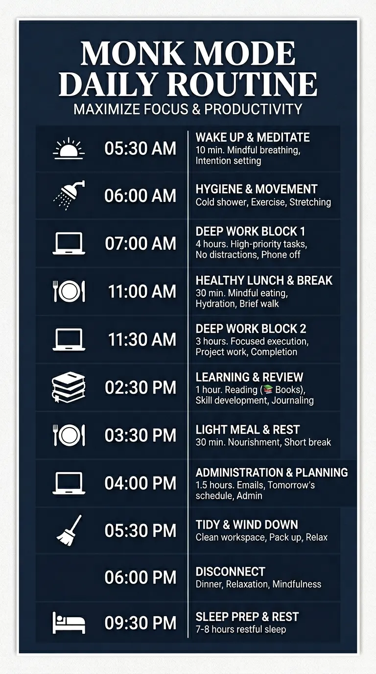 Monk Mode Daily Routine Poster - Minimalist Design