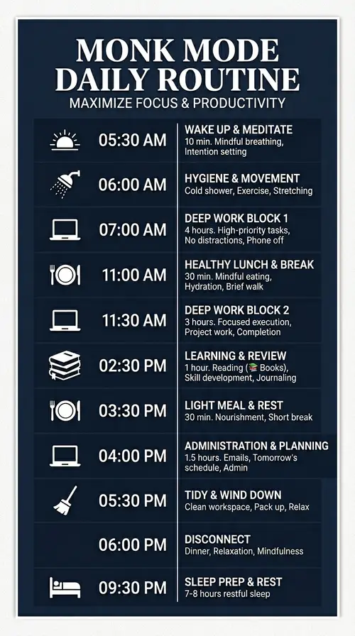 Monk Mode Daily Routine Poster - Minimalist Design