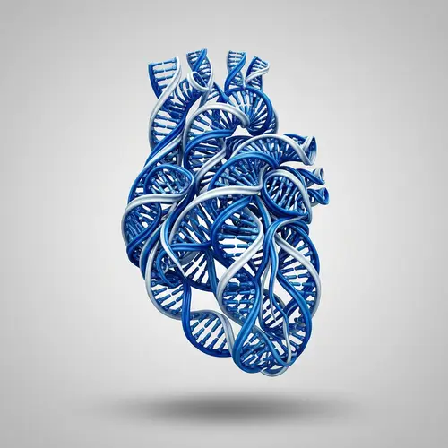 3D Heart Sculpture: DNA Helix Formed Human Heart in Blue & White