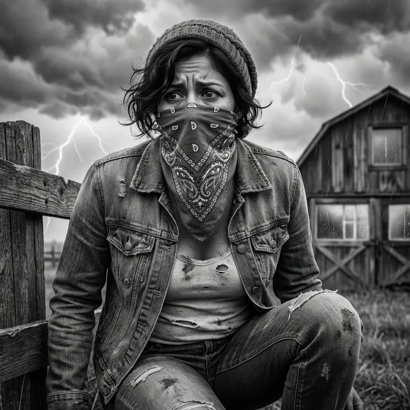 High-Quality Masterpiece of a Scared Latina Woman in Grayscale High-Quality Masterpiece of a Scared Latina Woman in Grayscale