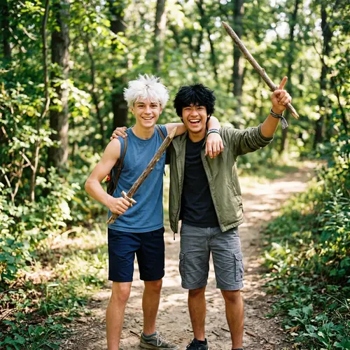 Best Friends in Adventure Pose | Wooden Sword Pretend Play