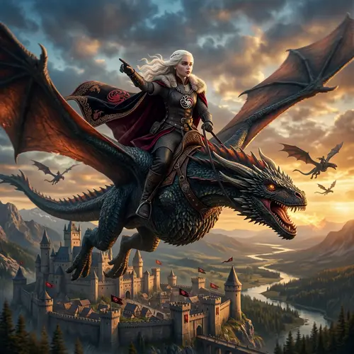 Medieval Queen Commanding Dragon | Fantasy Artwork