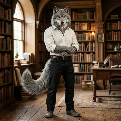 Wise Anthropomorphic Wolf – Strength & Character