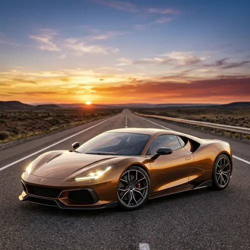 Sleek Modern Car 3D Render: Aerodynamic Design & Sunset Reflection