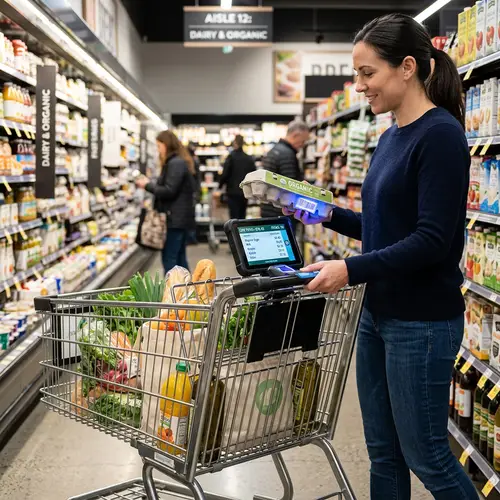 Smart Grocery Trolley with Barcode Scanner & Cost Display