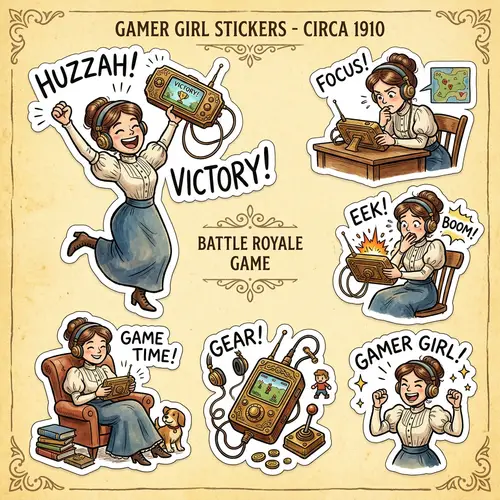 Pubg Mobile Girl Gamer Doodle Emoji Sticker Set
