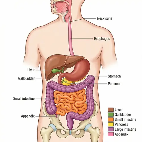Human Digestive System Anatomy - Detailed Illustration