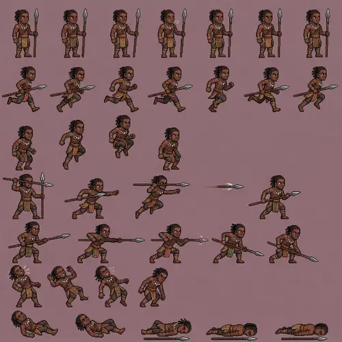 Pixel Art African Warrior Sprite Sheet for RPGs