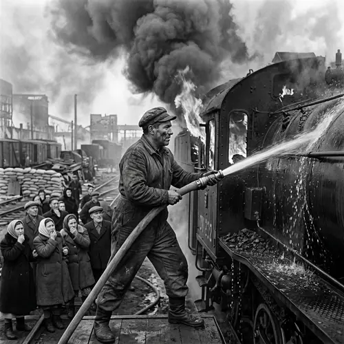 Heroic Railway Worker Saves Burning Russian Locomotive in 1942