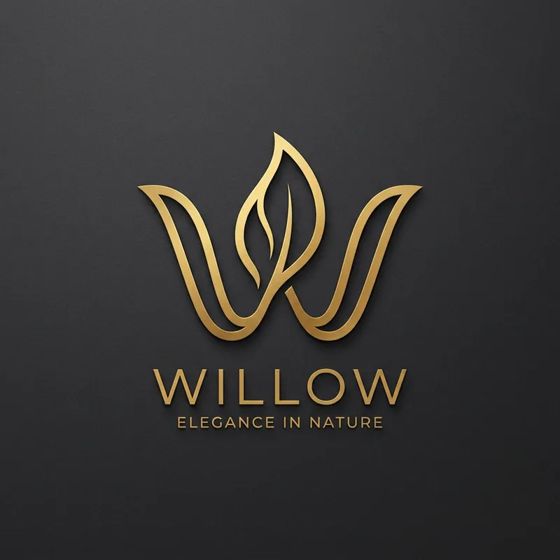 Elegant Minimalist Gold Leaf 'W' Logo Design