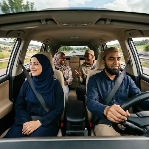 Islamic Family Drive: South Asian Father, Middle-Eastern Mother, Black Teenagers