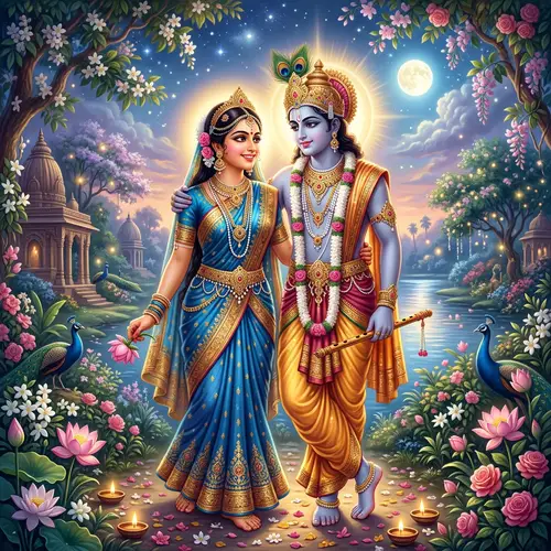 Divine Radha and Krishna Standing Together