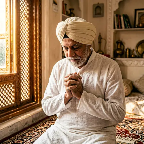 South Asian Man in Prayer - Peaceful Devotion