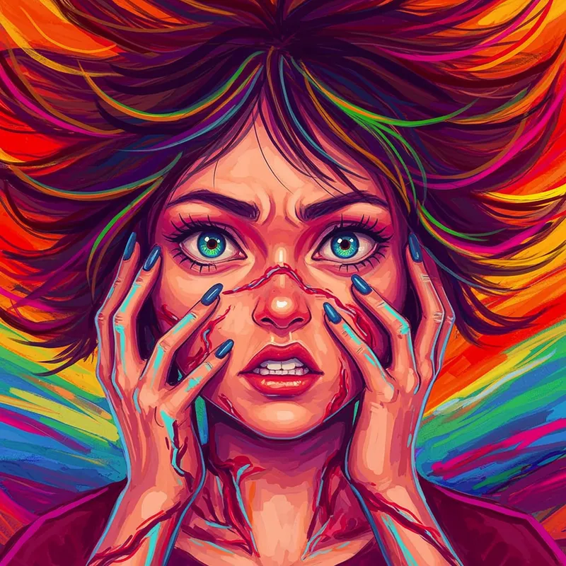 Colorful Surreal Painting of Painful Scars Colorful Surreal Painting of Painful Scars