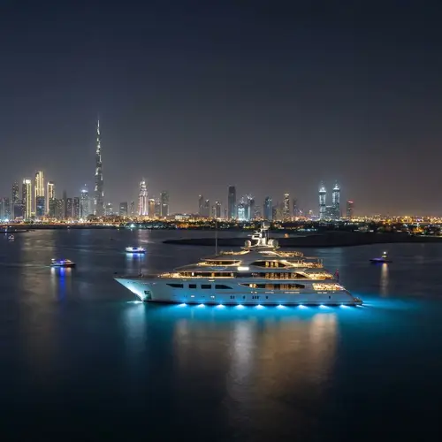 Stunning VIP Yacht Photos in Dubai Bay at Night