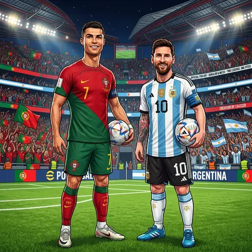 Realistic Cartoon of Ronaldo & Messi Fan Art