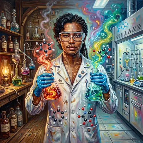 Chemistry Personified: A Unique Oil Painting