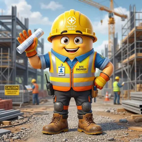Yellow Engineer Helmet and Safety Vest Image