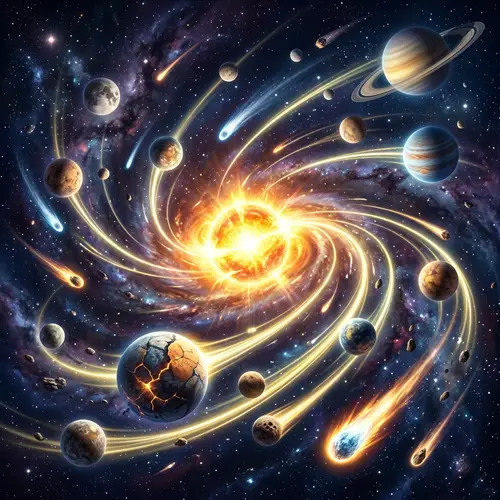 Point of Attraction in Space: Celestial Bodies in Gravitational Pull