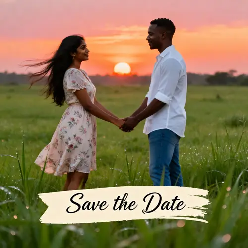 Romantic Sunset Scene for Save the Date