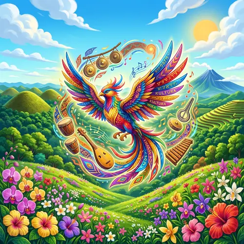 Vibrant Digital Art Piece: Language, Freedom, and Cultural Heritage