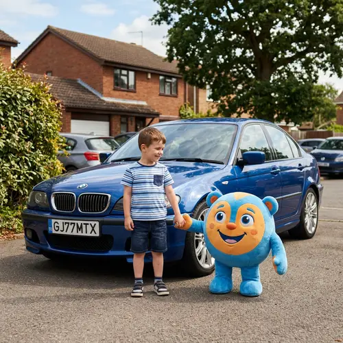 Blue BMW E46 with Unique License Plate GJ77MTX
