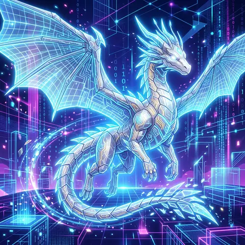 Futuristic Digital Dragon in Stylish Virtual Environment