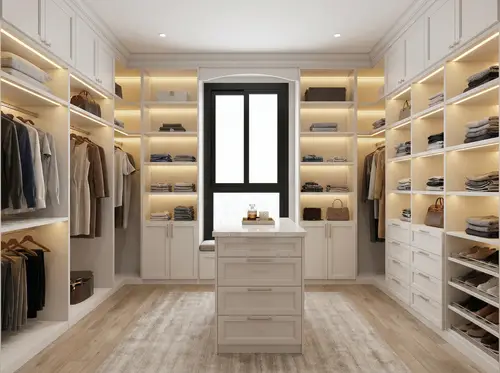 Walk-In Closet Shelving Design for Four Walls