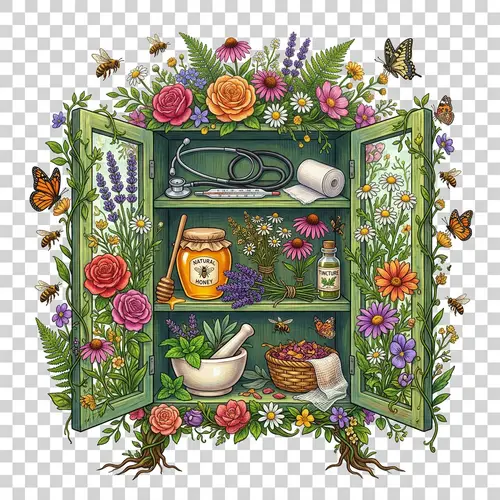 Floral Cabinet of Health: Natural Remedies & Medical Tools