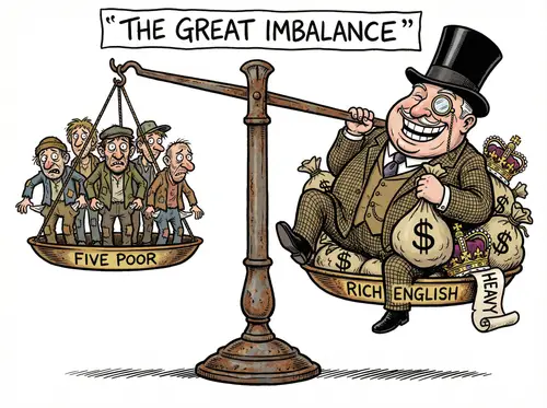 Humorous Caricature Art: Rich vs. Poor Balance