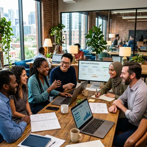 Diverse Team Collaboration in a Modern Office