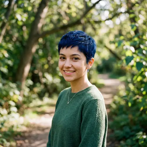 Girl with Short Deep Blue Hair - Stunning Artwork
