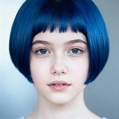 Girl with Short Deep Blue Hair - Stunning Artwork