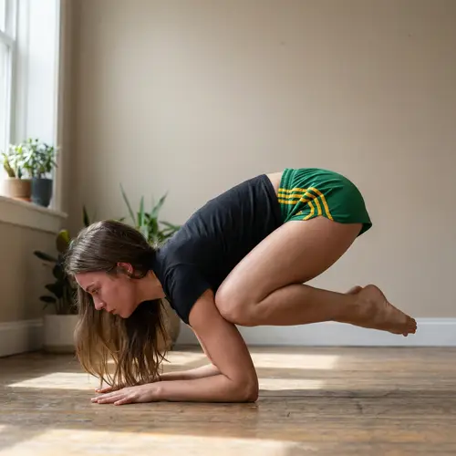 Young Woman Performing Elbow Lever Pose - Photorealistic