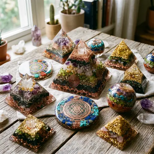 Diverse Orgonites: Colorful Crystals & Metals in Unique Shapes