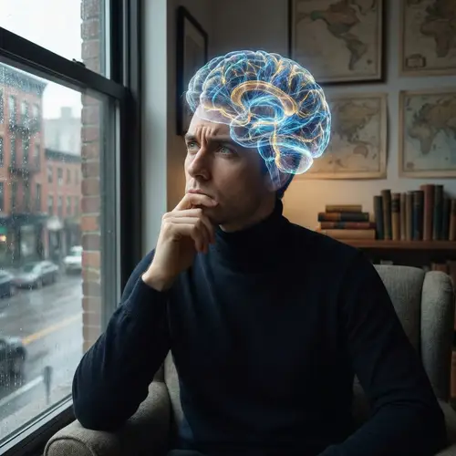 Human Figure with Visible Brain | Intricate Neuronal Pathways