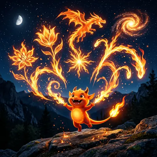 Pyrokinetic Creature Displaying Impressive Flame Shapes