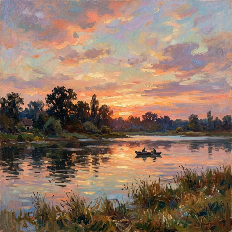 Impressionist Sunset Painting | Serene Colors & Fading Light